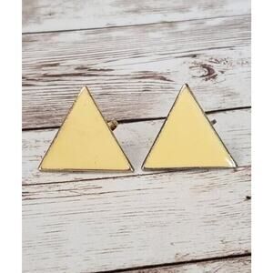 Vintage Clip On Earrings Retro Large Cream Triangle